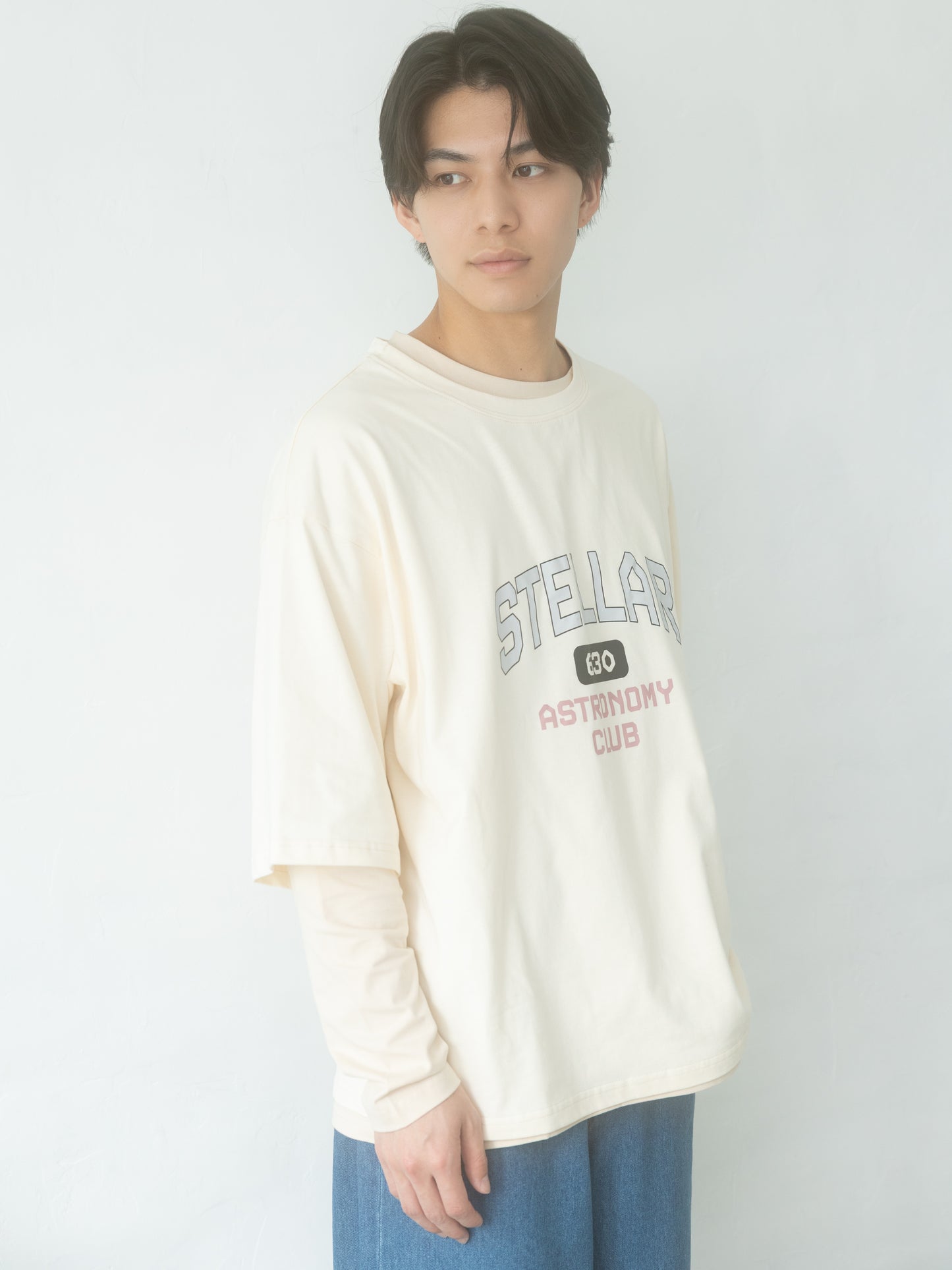 レイヤードプリントTシャツ