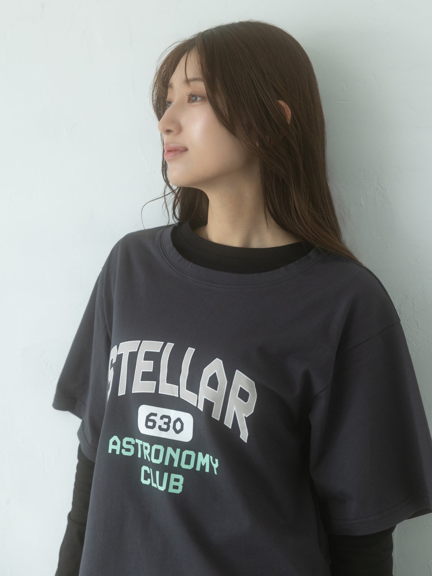 レイヤードプリントTシャツ